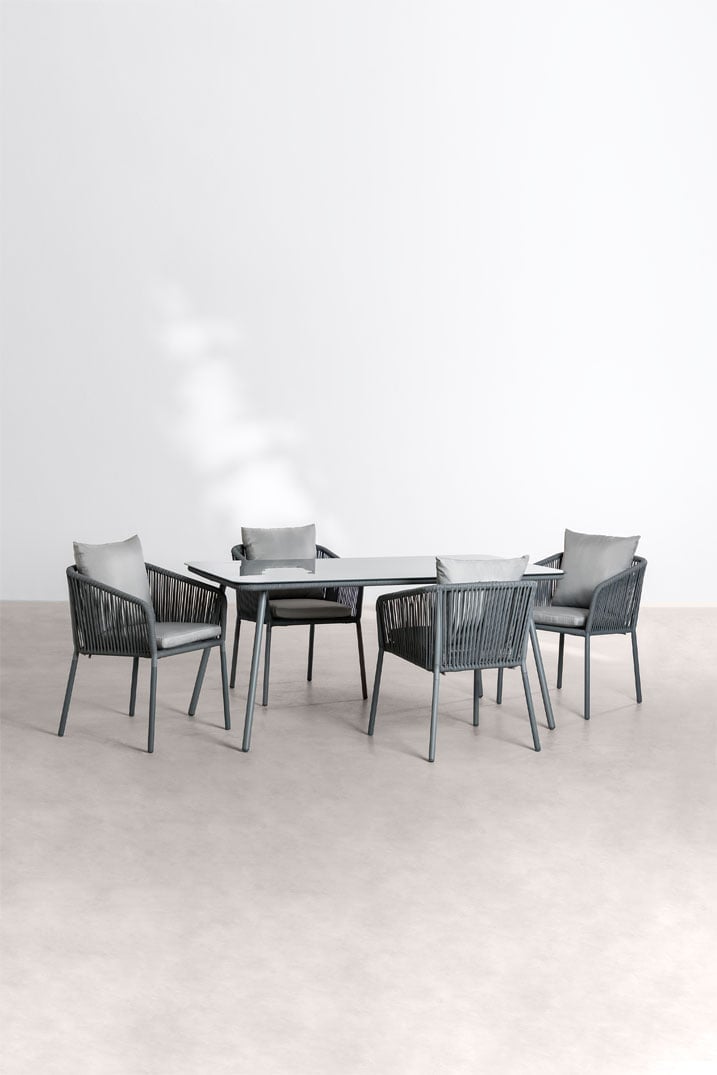 Arhiza Classic tavolo rettangolare 160x90 cm e 4 sedie da giardino in alluminio , immagine della galleria 1