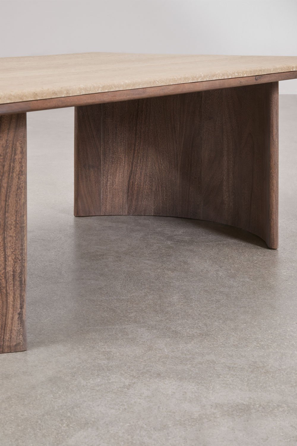 Tavolino rettangolare 110x70 cm in travertino e legno di acacia Casilda , immagine della galleria 4