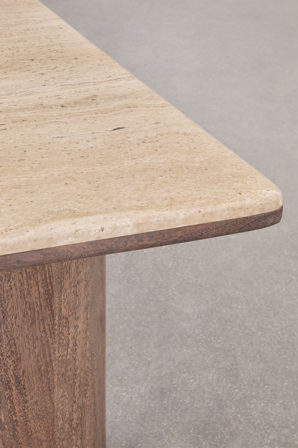 Tavolino rettangolare 110x70 cm in travertino e legno di acacia Casilda , immagine della galleria 5