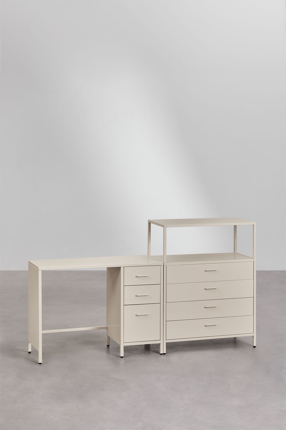 Set da scrivania con cassetti e cassettiera in acciaio Janine, immagine della galleria 3