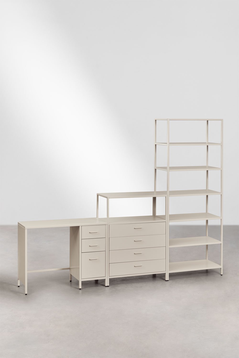 Set da scrivania con cassetti, cassettiera e scaffale in acciaio Janine, immagine della galleria 3