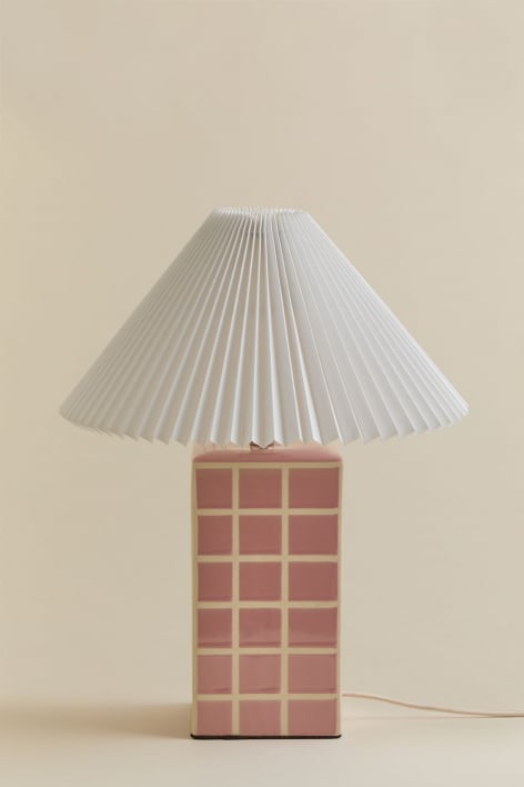 Lampada da tavolo in gres e lino Troms