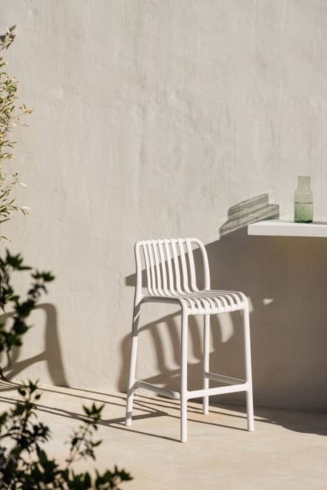 Sgabello alto da giardino 65 cm impilabile in polipropilene beige tapioca Wendell