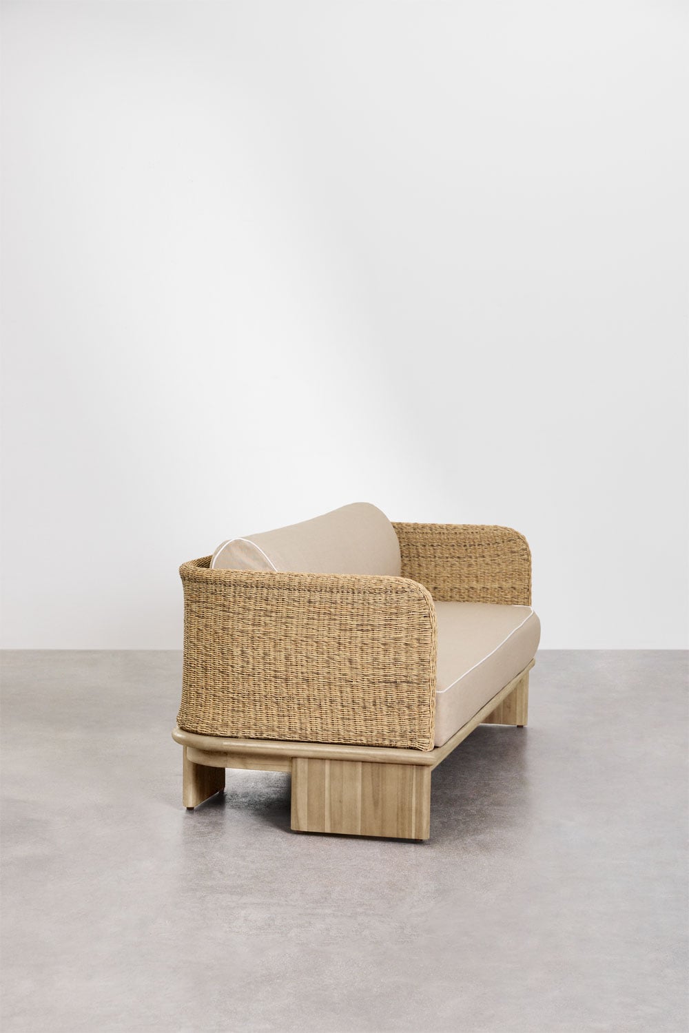 Divano da giardino Famara a 3 posti in rattan e legno di acacia, immagine della galleria 4