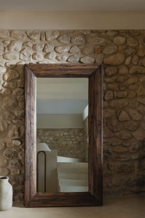 Specchio da parete rettangolare in legno riciclato Juvira - 100 x 180 cm