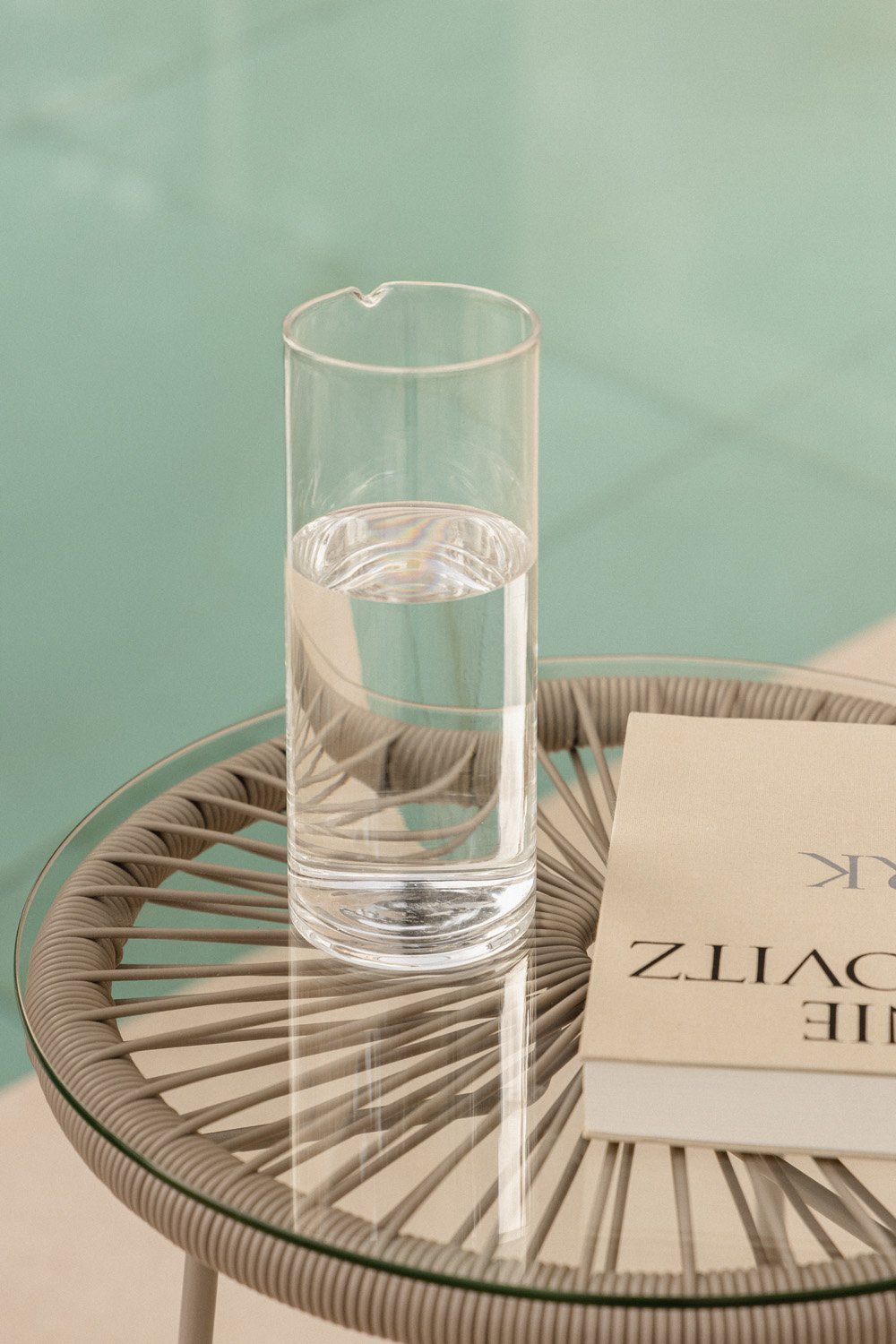 Tavolino da giardino rotondo Ø45 cm in acciaio e vimini sintetico Acapulco, immagine della galleria 2