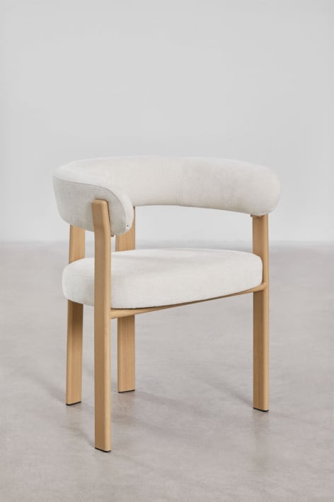 Confezione da 2 sedie da pranzo Jolie in tessuto ciniglia con braccioli - Marrone Legno Naturale