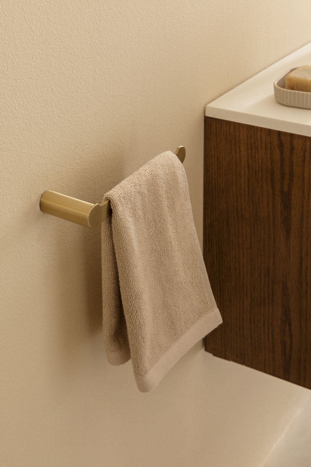 Porta Asciugamani Ad Anello FACULX In Faggio Bianco E Acciaio - Per Bagno E Cucina - Design Moderno
