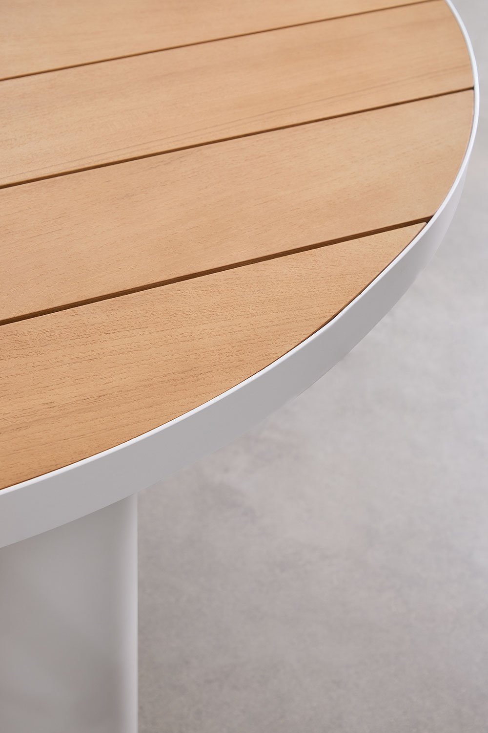 Set da tavolo ovale Taneli 260x110 cm in alluminio e legno di teak e 10 sedie da giardino impilabili Elvira in alluminio., immagine della galleria 3