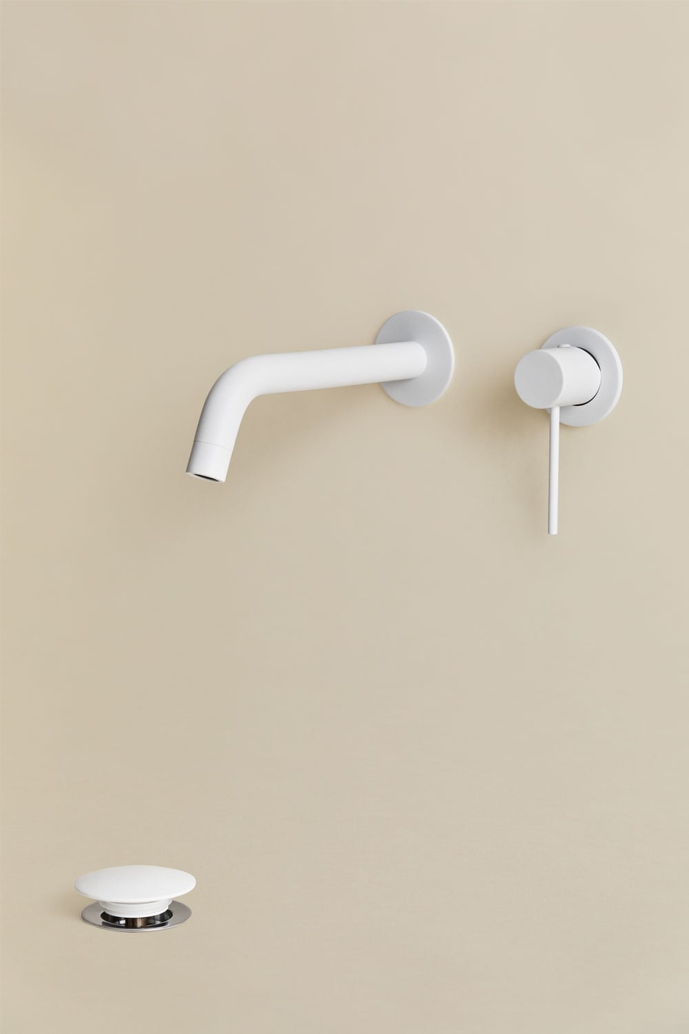 Set rubinetto lavabo da incasso Orveta in ottone e valvola di scarico lavabo Click-Clack in acciaio inox e ottone, immagine della galleria 1