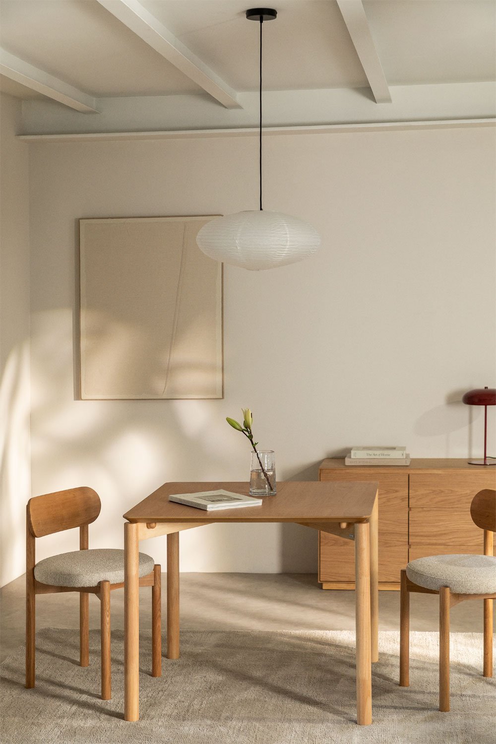 Tavolo da pranzo quadrato 90x90 cm in MDF con impiallacciatura in rovere Munden, immagine della galleria 1
