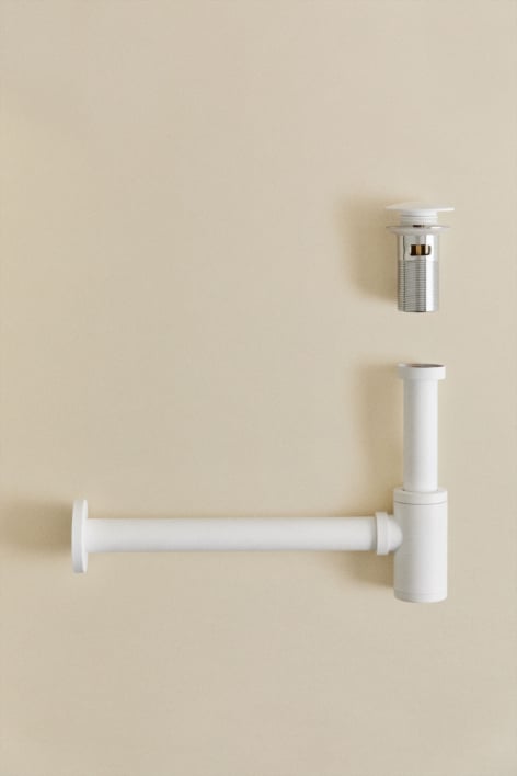 Set sifone lavello Bibur in acciaio inox e valvola di scarico per lavello tipo Click-Clack Orveta