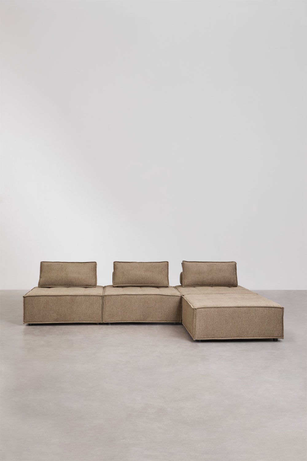 Divano componibile a 3 pezzi e pouf in tessuto Vermont, immagine della galleria 4