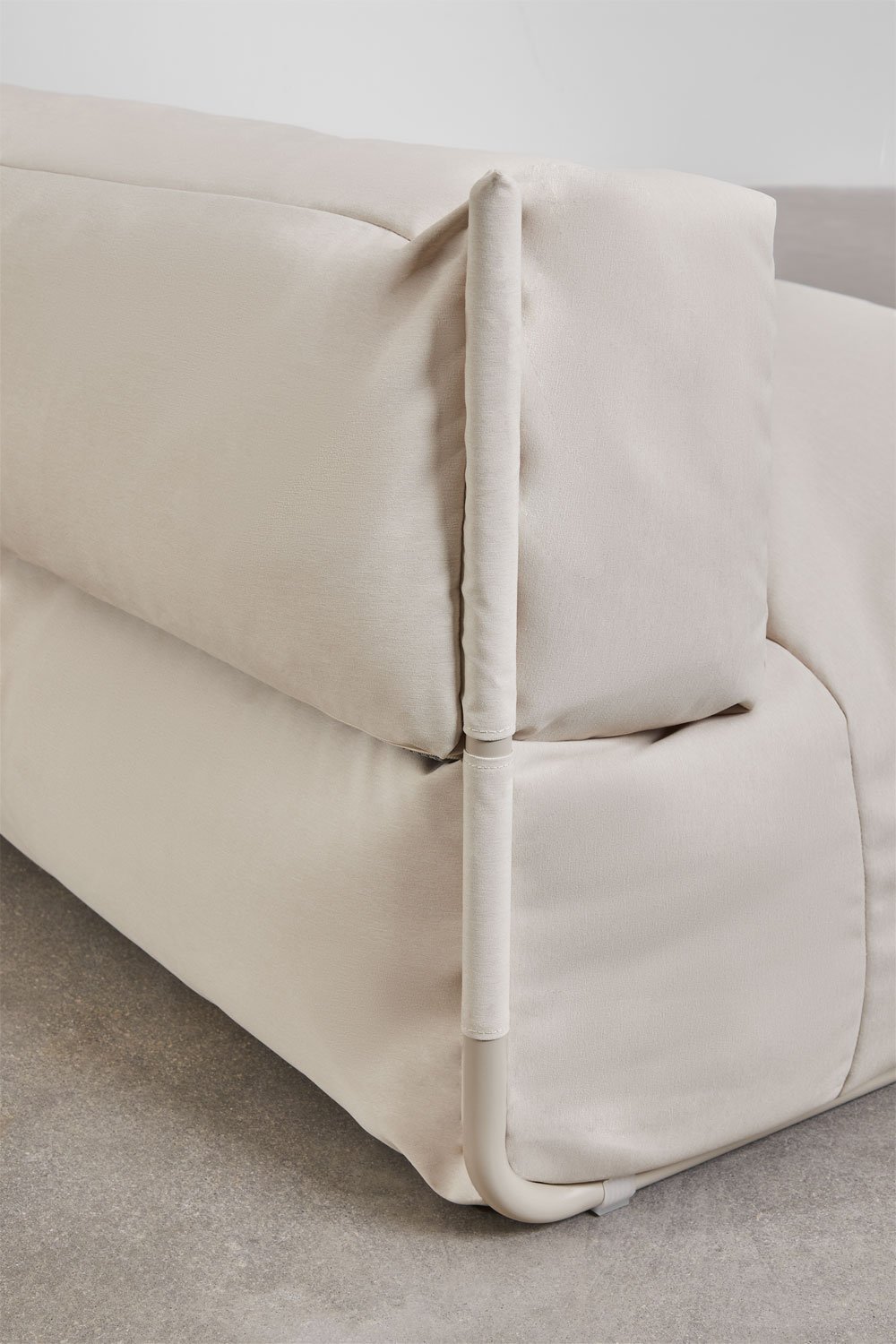 Set da giardino Porto con divano chaise longue modulare da 2 pezzi, pouf e tavolino, immagine della galleria 2