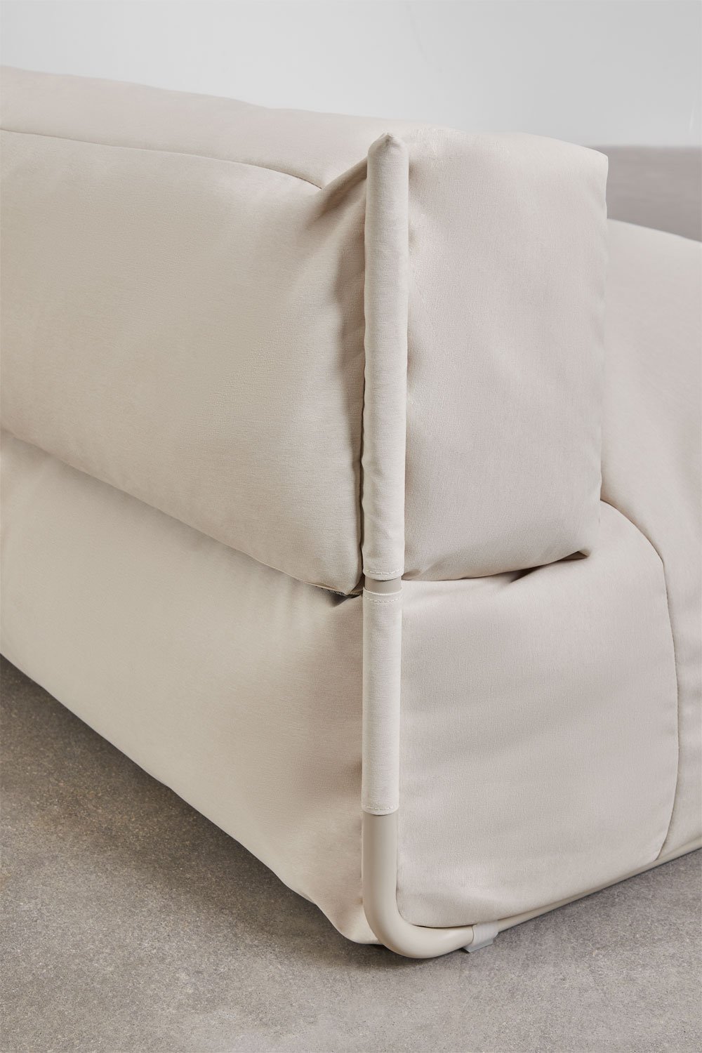 Divano componibile da giardino Porto composto da 4 pezzi con chaise longue, pouf e tavolino, immagine della galleria 2