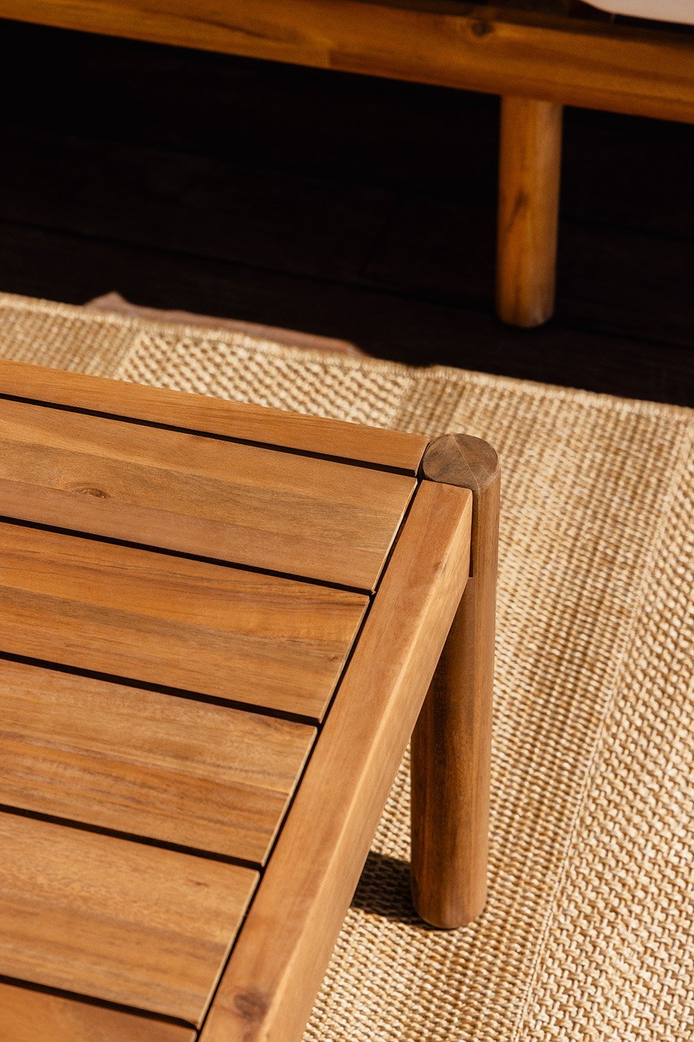 Tavolino da giardino rettangolare 120x75 cm in legno di acacia Melvin, immagine della galleria 2
