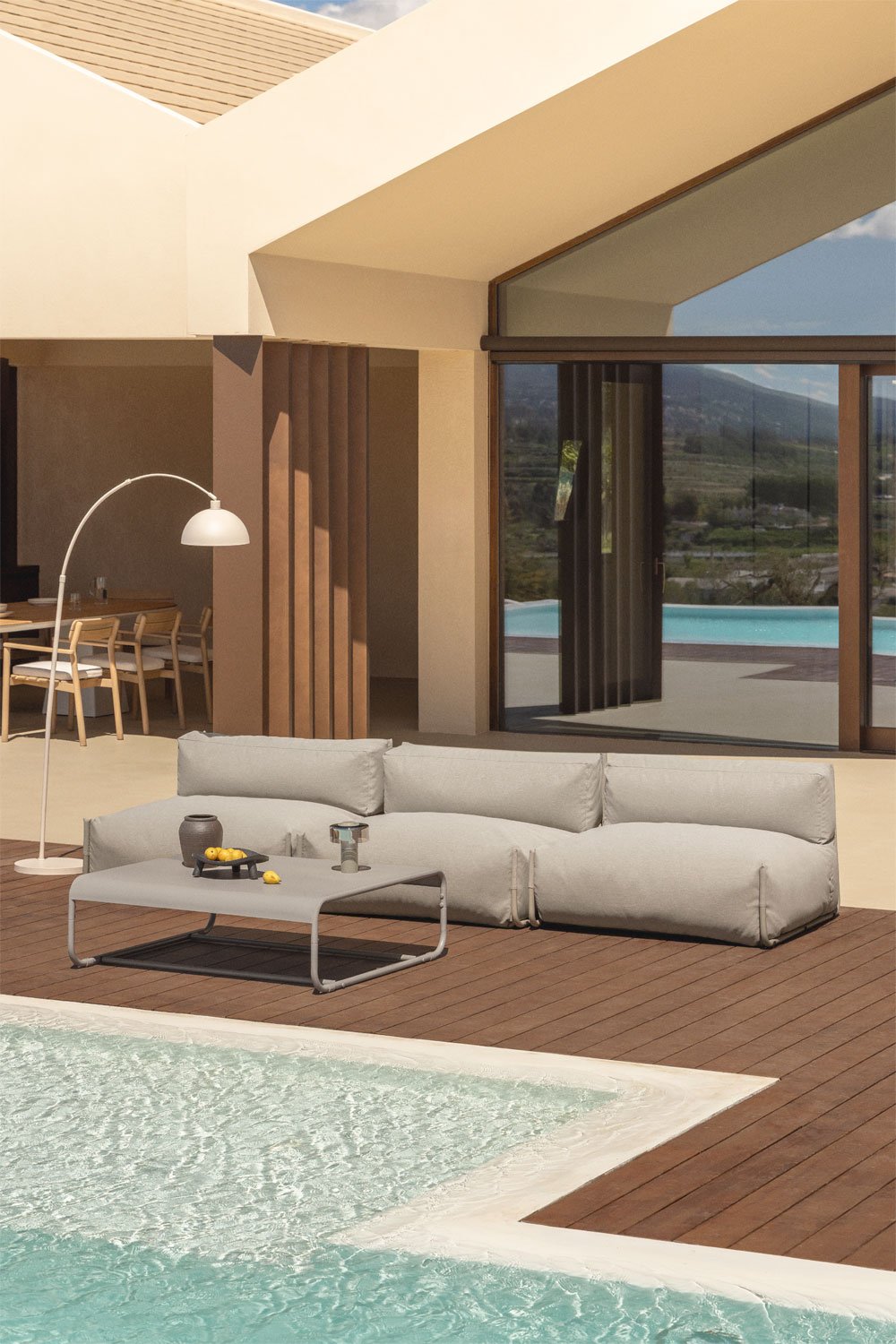 Set da giardino con divano modulare a 3 pezzi e tavolino Oporto, immagine della galleria 1