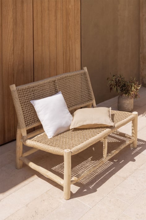 Divano da giardino a 2 posti in legno di teak Bientina - Legno di teak chiaro
