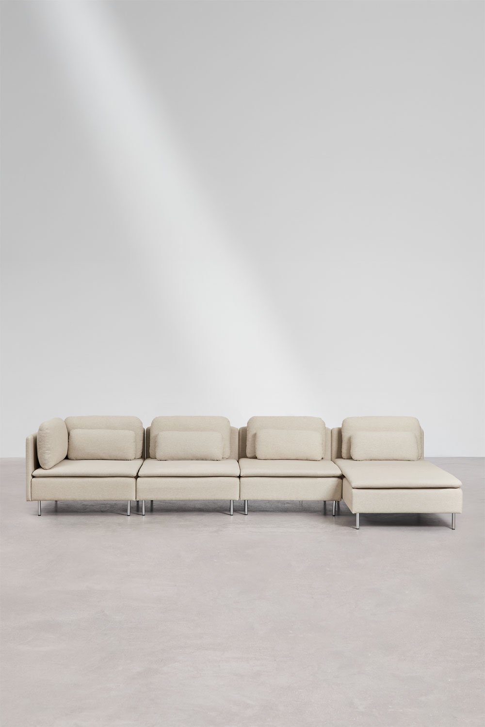 Divano modulare con chaise longue destra a 4 pezzi con modulo angolare Oriol, immagine della galleria 4