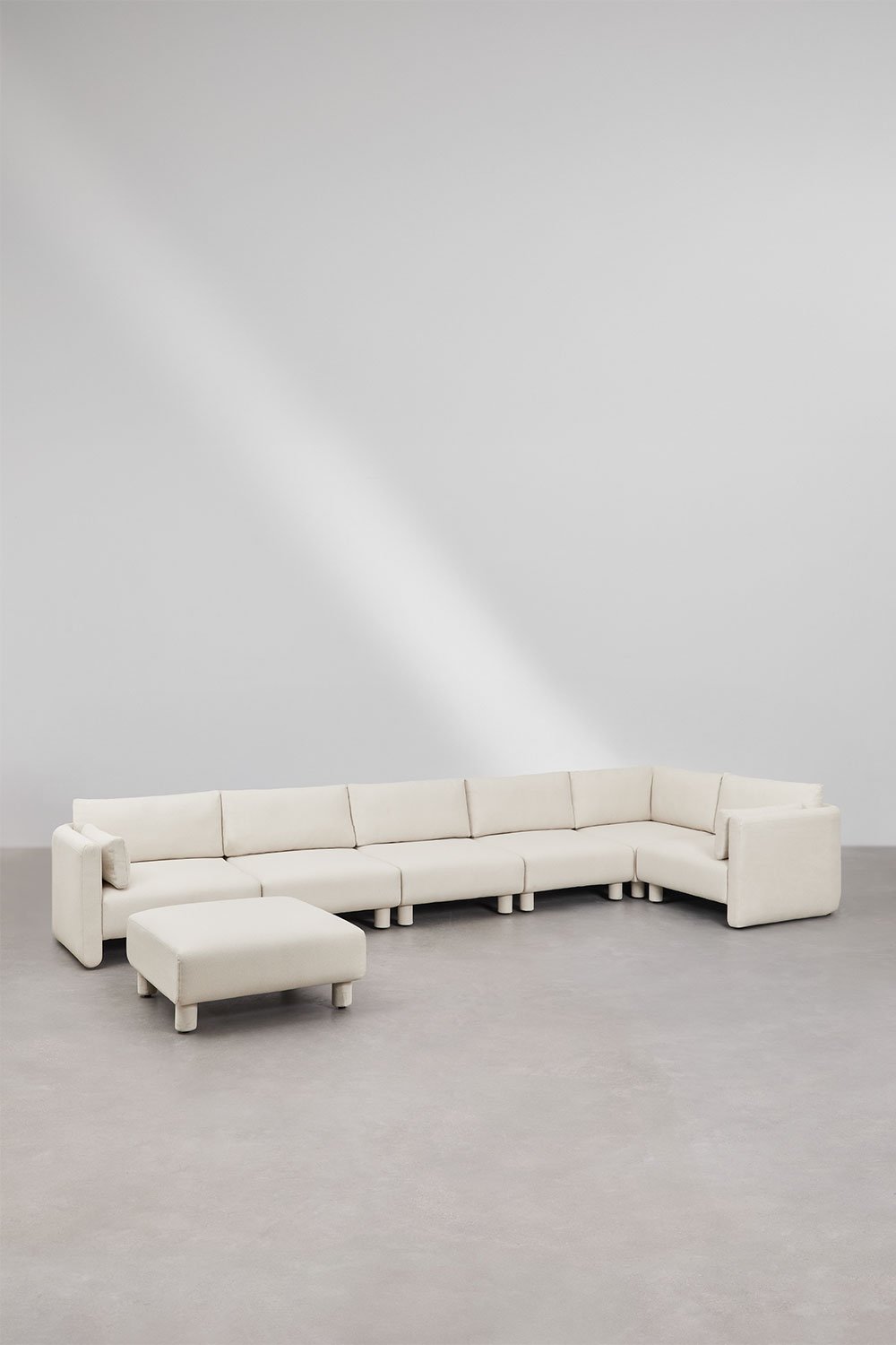 Divano componibile angolare destro 6 pezzi e pouf in tessuto bouclé Artemisa, immagine della galleria 1