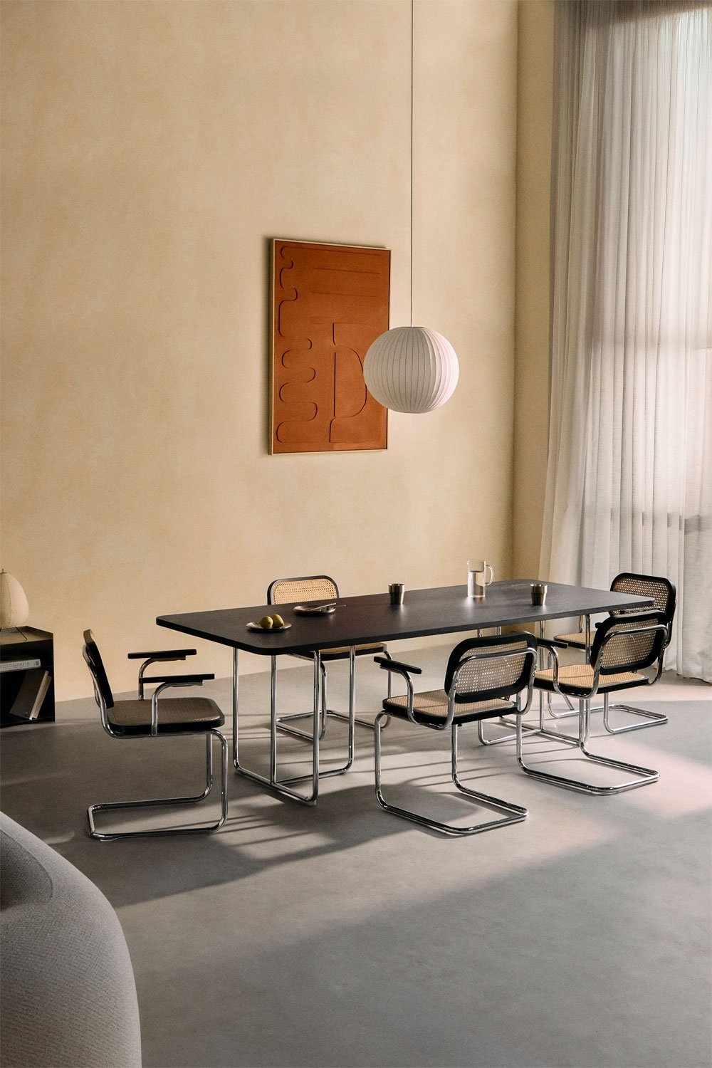 Tavolo da pranzo rettangolare in MDF e acciaio inox Tento, immagine della galleria 1