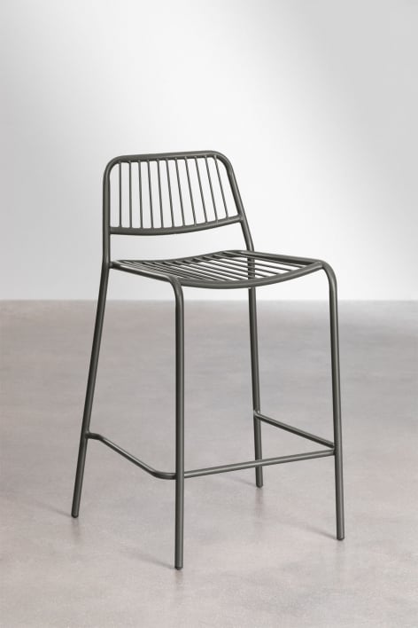 Sgabello alto 65 cm impilabile in acciaio nero carbone Elton - Nero Carbone