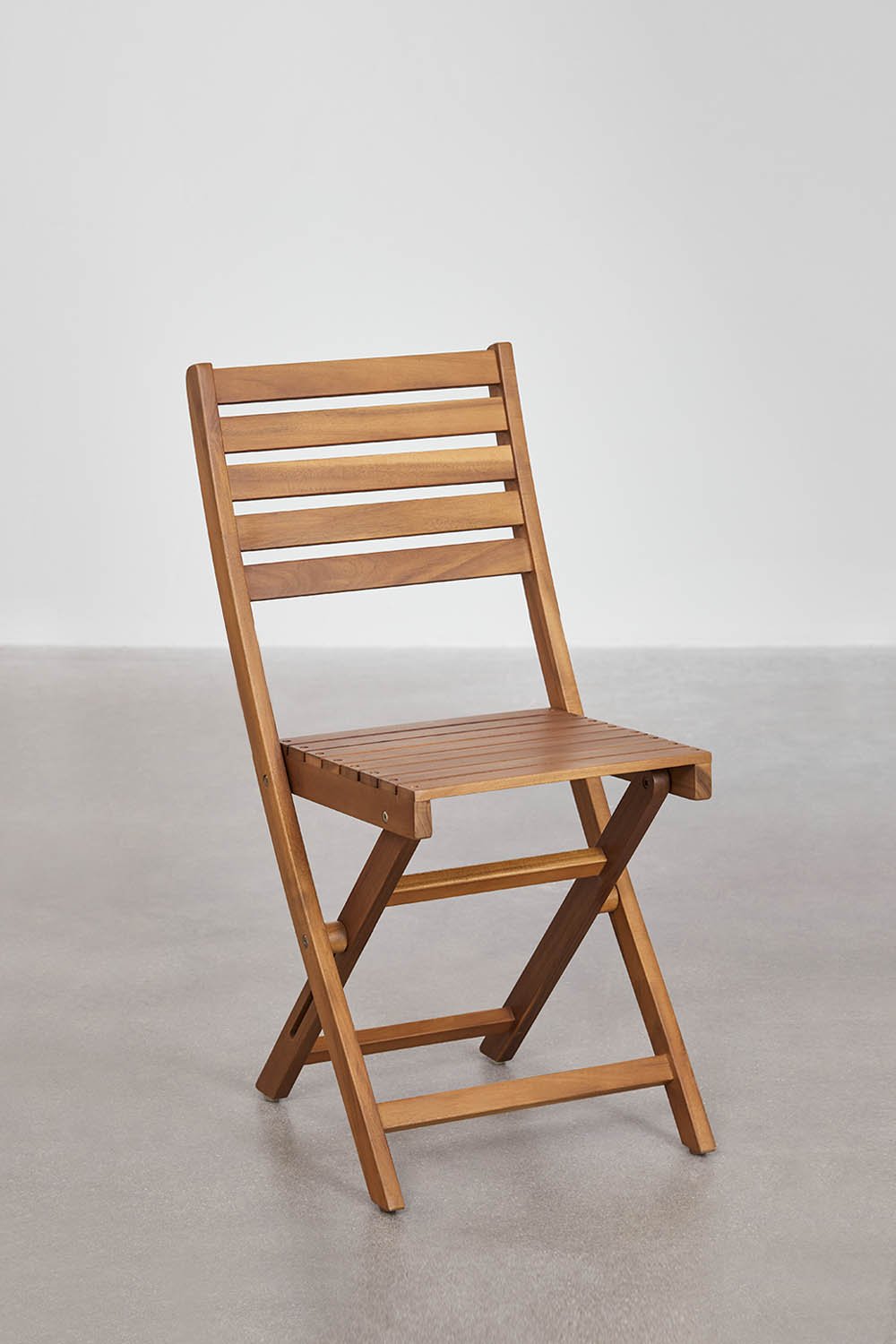 Set tavolo quadrato (60x60 cm) e 2 sedie da giardino pieghevoli in legno di acacia Delawer   , immagine della galleria 9