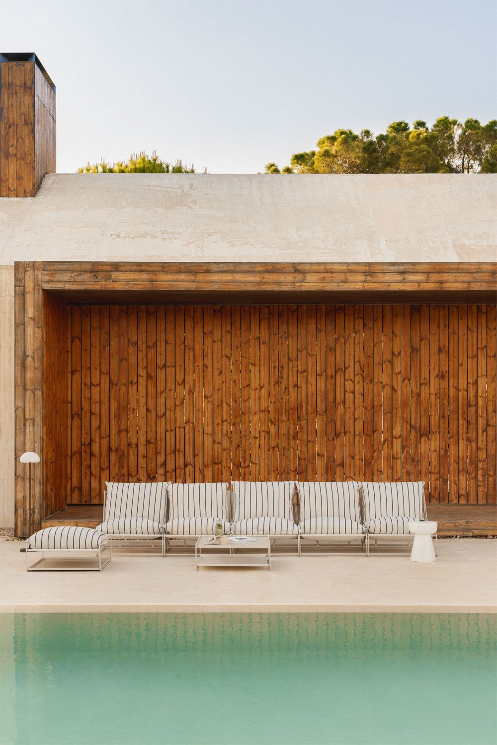 Set di divani modulari Amaro da 5 pezzi con tavolino laterale e pouf trasformabile, immagine della galleria 1