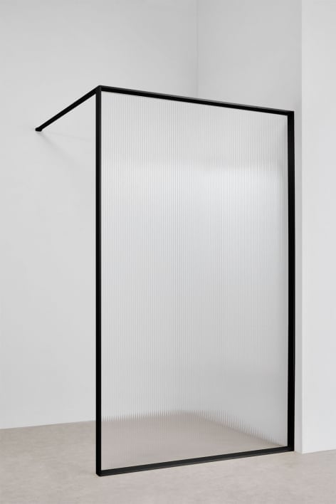 Box doccia fisso 120x195 cm, vetro temperato trasparente cannettato da 5 mm e alluminio nero opaco Trafalgar