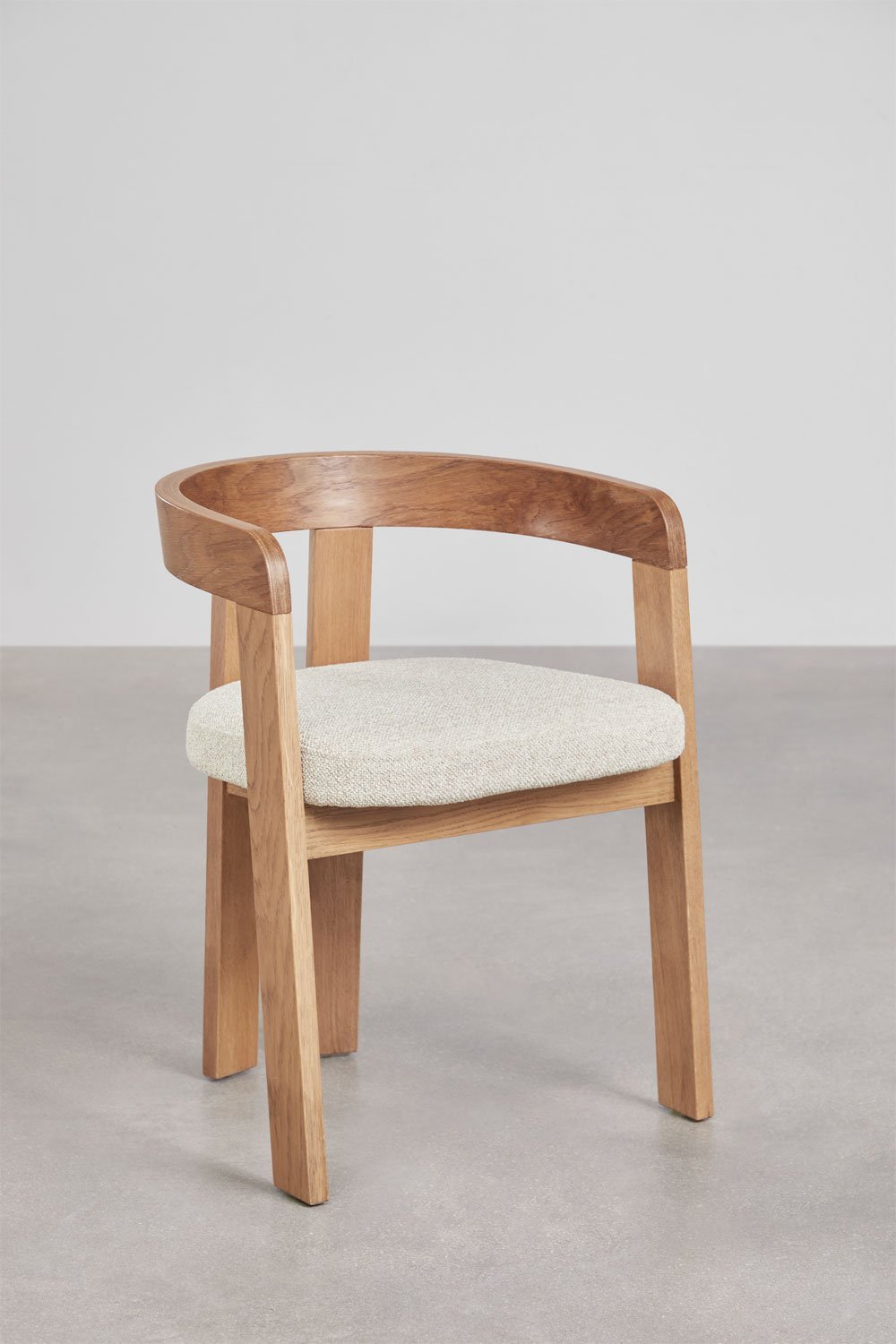 Sedia da pranzo con braccioli in legno e rivestita Yvone, immagine della galleria 5