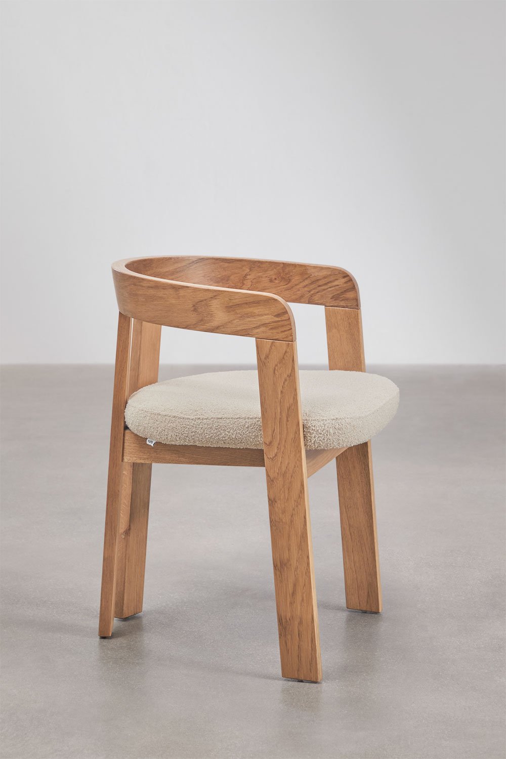 Sedia da pranzo con braccioli in legno e rivestita Yvone, immagine della galleria 4