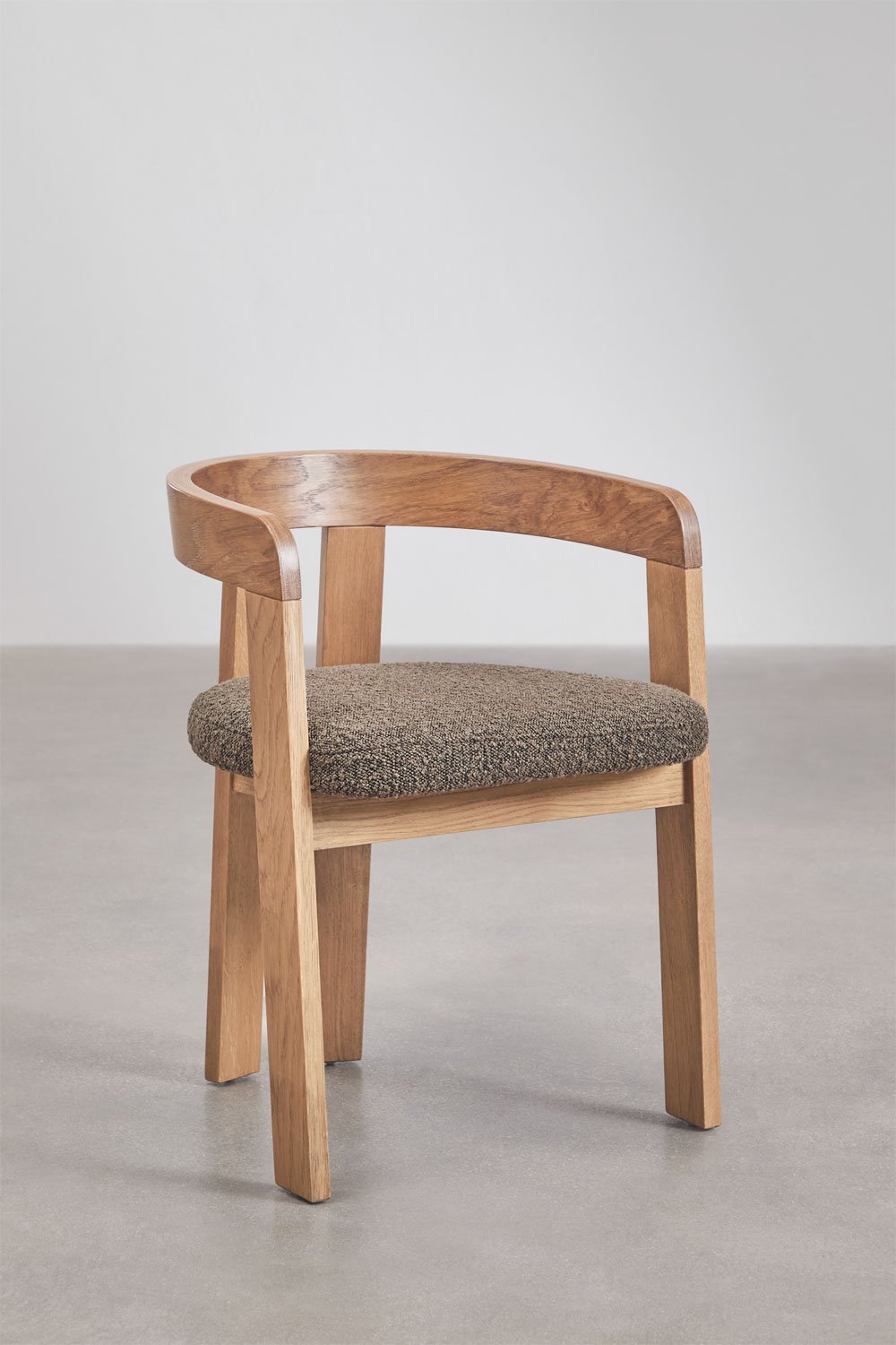 Sedia da pranzo con braccioli in legno e rivestita Yvone, immagine della galleria 3