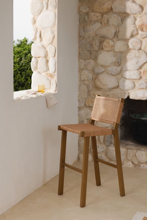 Sgabello alto da giardino 75 cm in vimini sintetico Ori