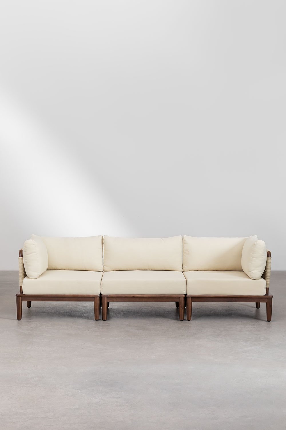 Divano modulare a 3 pezzi con 2 poltrone angolari in acacia Giulia, immagine della galleria 2