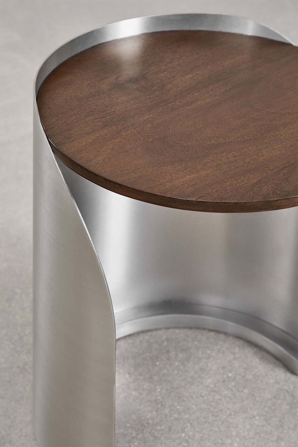 Tavolino rotondo Xireisa in legno di mango e acciaio inossidabile, immagine della galleria 5