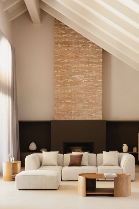 Divano componibile Cardea 3 pezzi con pouf imbottito