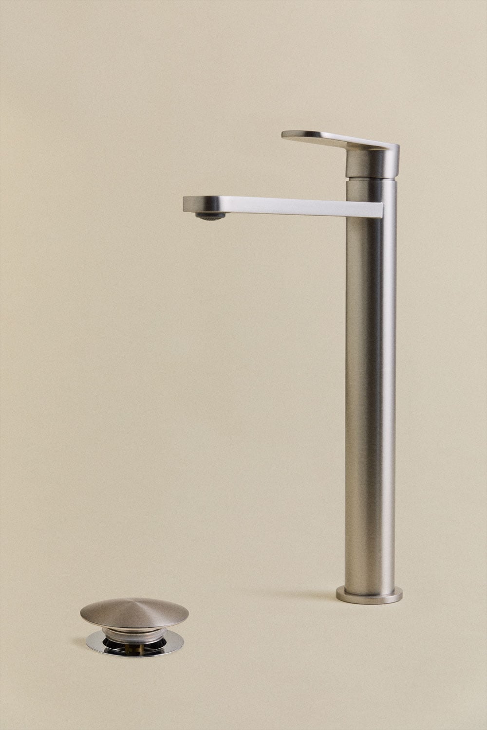Set rubinetto per lavabo in ottone Alameda e valvola di scarico per lavabo Click-Clack in acciaio inox e ottone Orveta., immagine della galleria 1