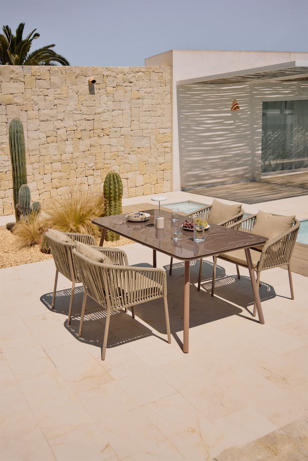 Set da tavolo rettangolare Arhiza Classic, 160x90 cm, e 4 sedie da giardino in alluminio. , immagine della galleria 1