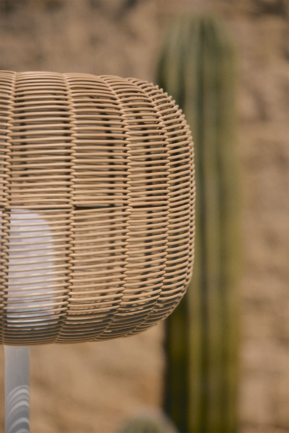 Lampada da terra per esterni a LED senza fili Ovela in ferro e corda intrecciata, immagine della galleria 2