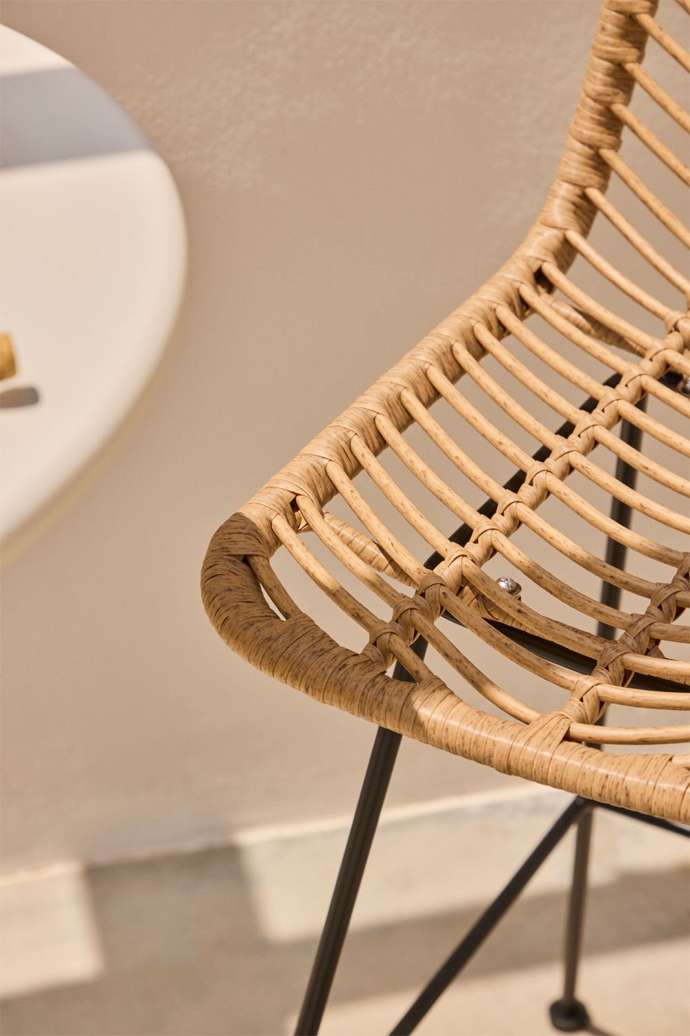 Taburete Alto da Giardino in Rattan Sintetico Gouda Naturale, immagine della galleria 2