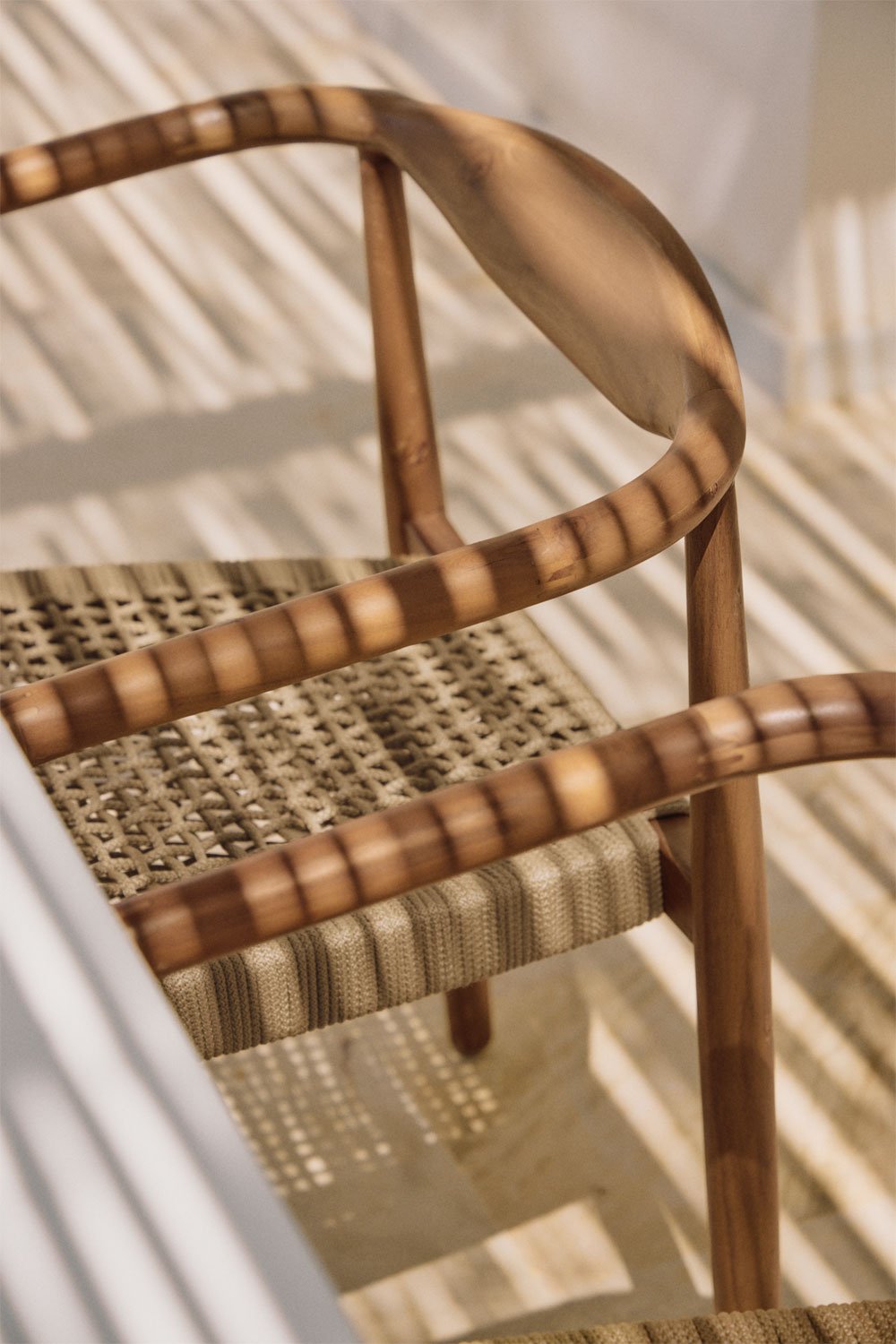 Sedia da giardino in legno di acacia e corda intrecciata Mallory     , immagine della galleria 2