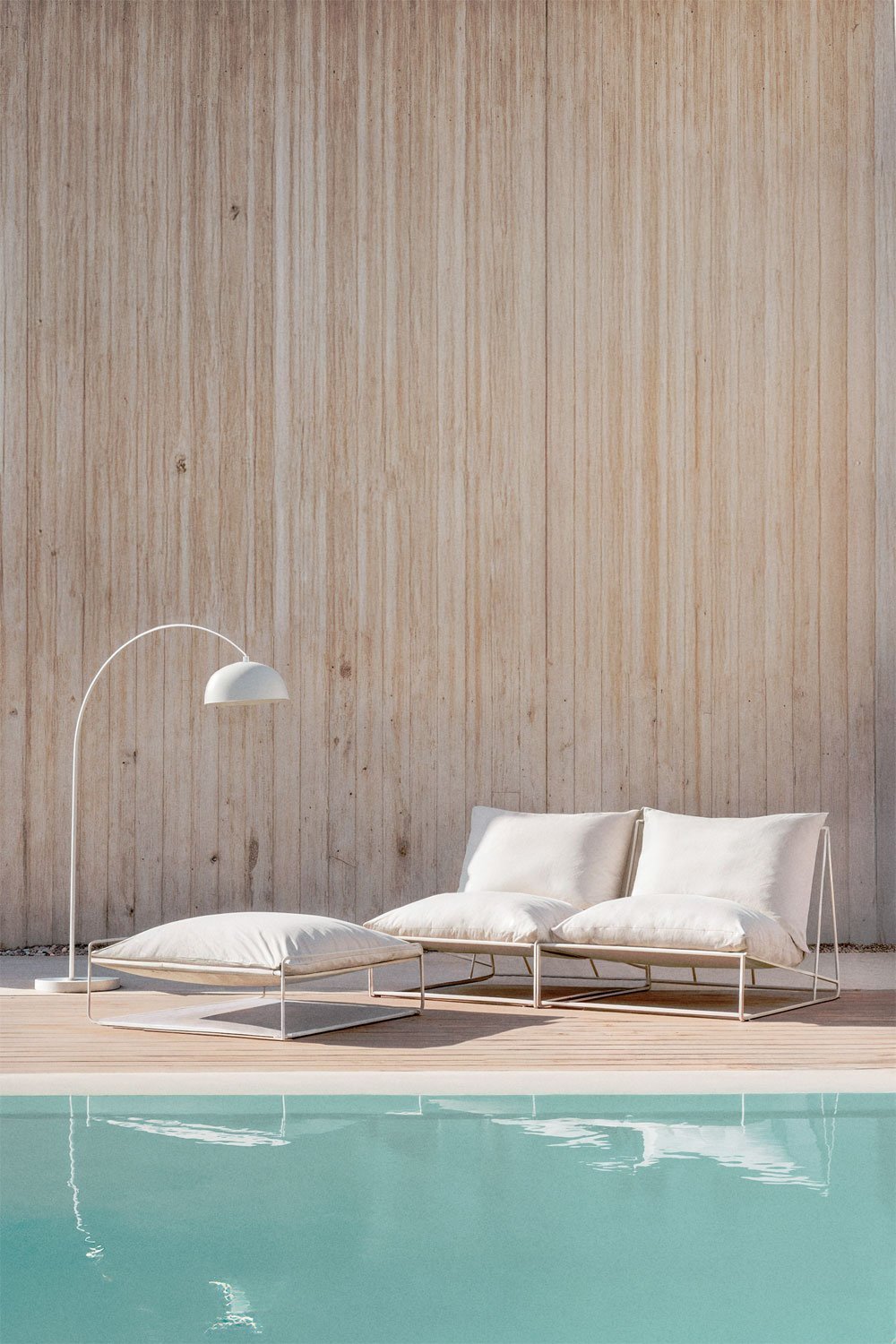 Divano modulare da giardino a 2 pezzi e pouf convertibile Amaro, immagine della galleria 1