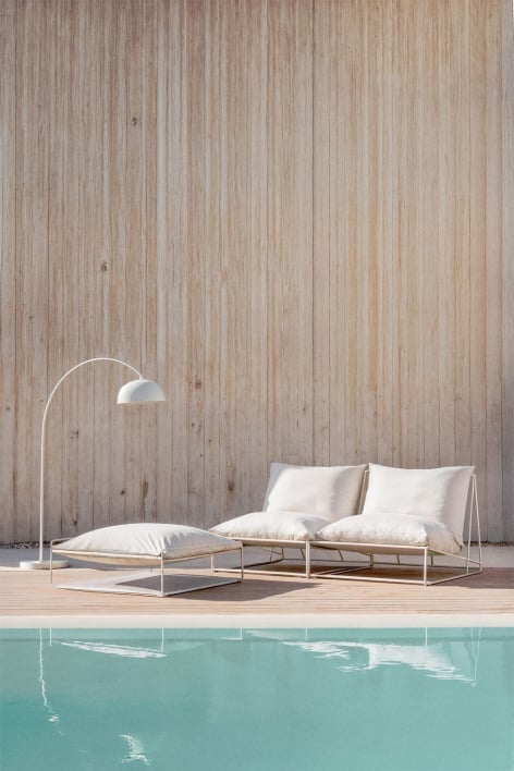 Divano da giardino modulare Amaro in 2 pezzi e pouf trasformabile