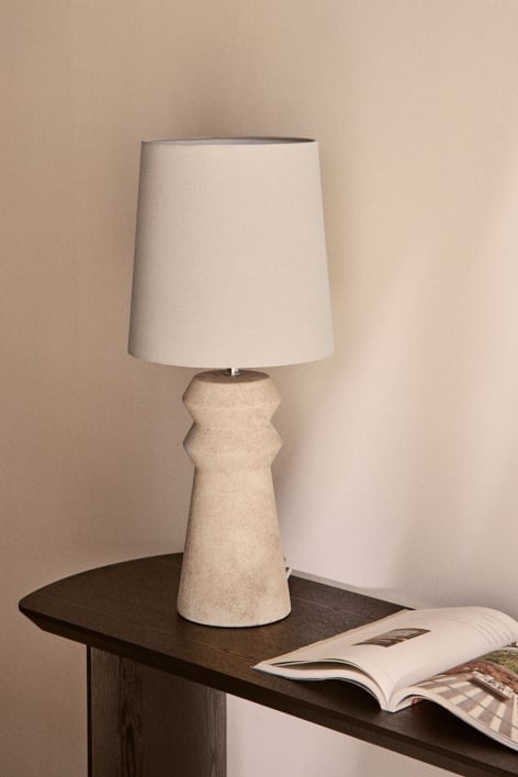 Lampada da tavolo in ceramica e lino da 70 cm Fornia