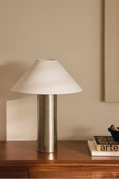 Lampada da tavolo in lino e ferro Barak