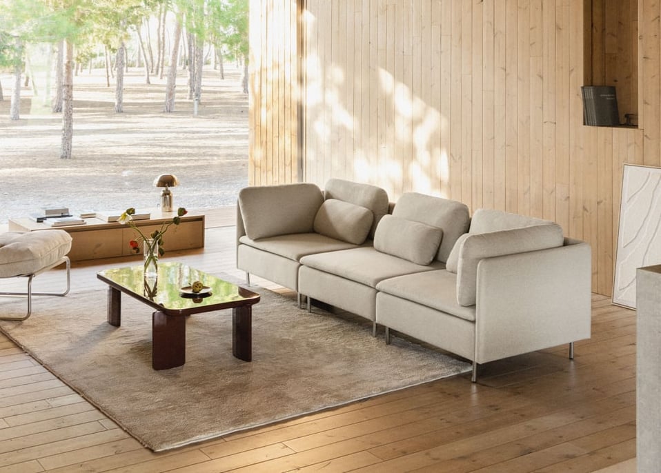 Divano modulare Oriol a 3 pezzi - Tessuto Beige Crema