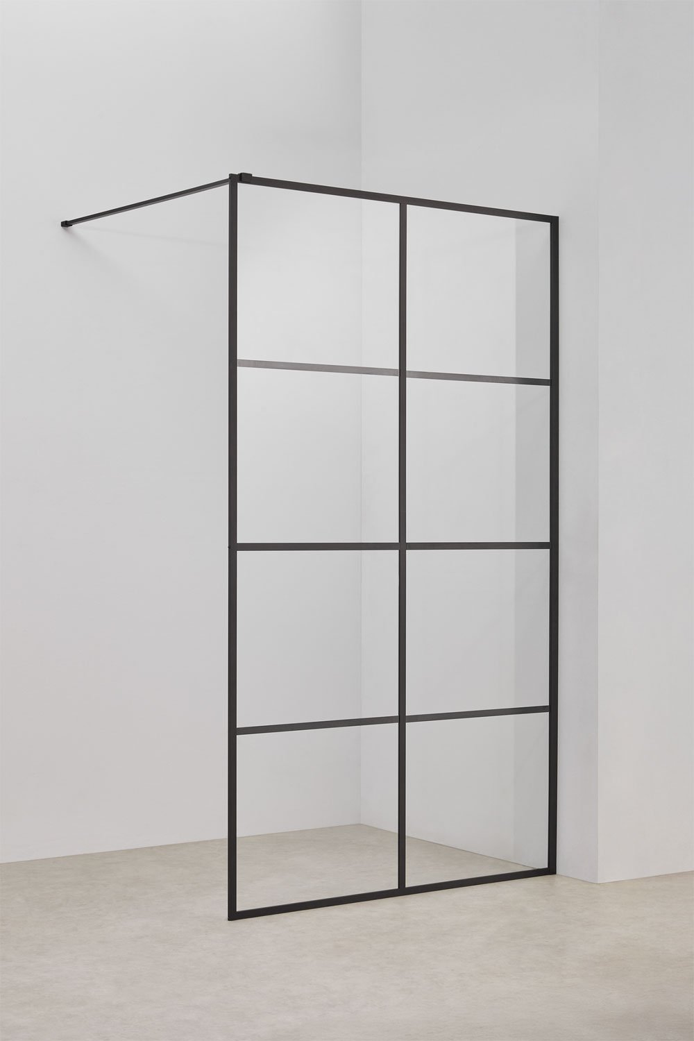 Parete doccia fissa con motivo a scacchi, vetro temperato da 8 mm e alluminio Camden, immagine della galleria 1