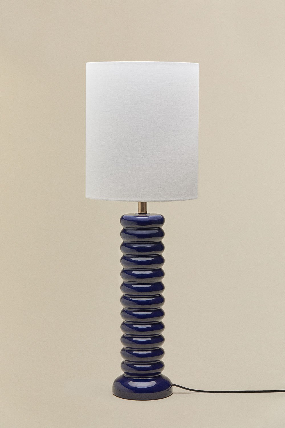 Lampada da tavolo Boreto 75 cm in ceramica e lino, immagine della galleria 3