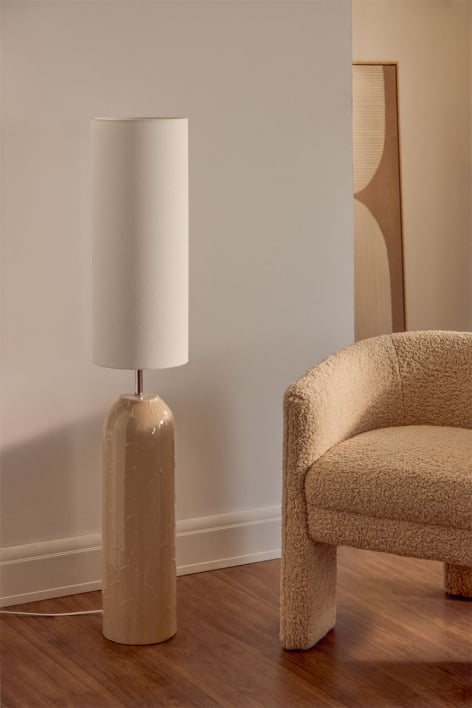 Lampada da terra in ceramica e lino Cannella