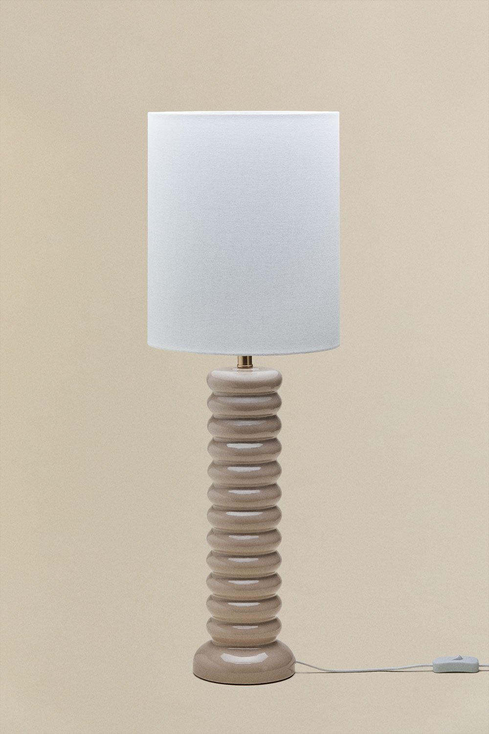 Lampada da tavolo Boreto 75 cm in ceramica e lino, immagine della galleria 1